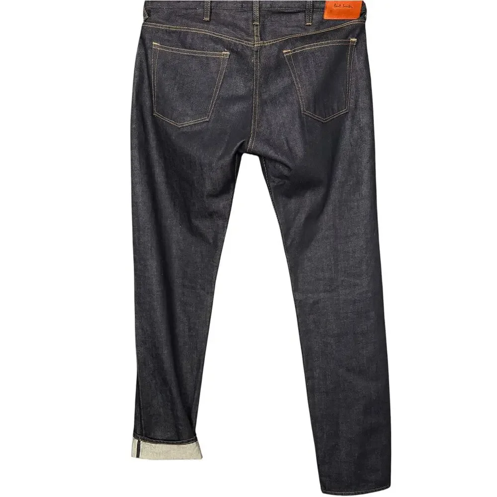 Paul Smith Jeans W36 Blue Dark Denim Slim Straight Selvedge Raw Indigo Casual